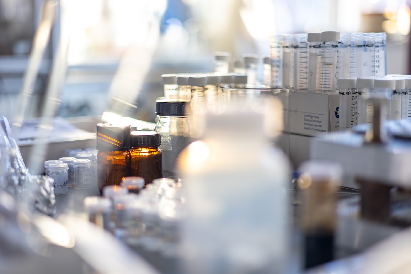 Peptide vials in a lab
